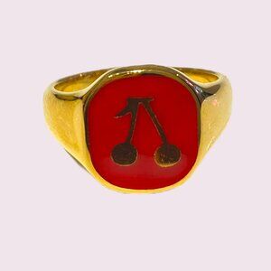 Gold Cherry Ring - Waterproof & Tarnish-Free